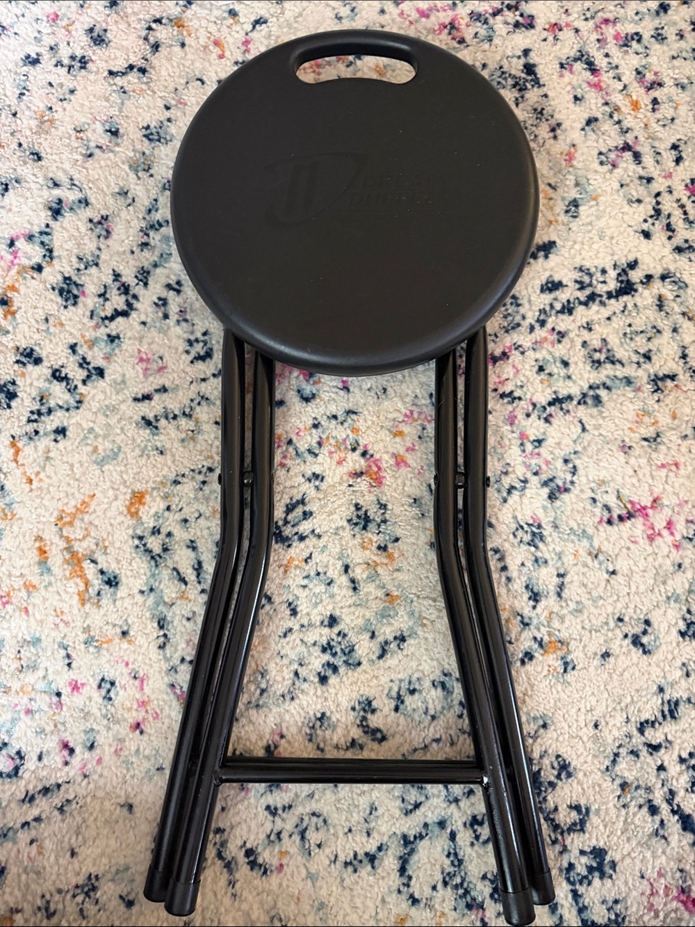 Black Folding Stool with Carry Handle - Unbranded